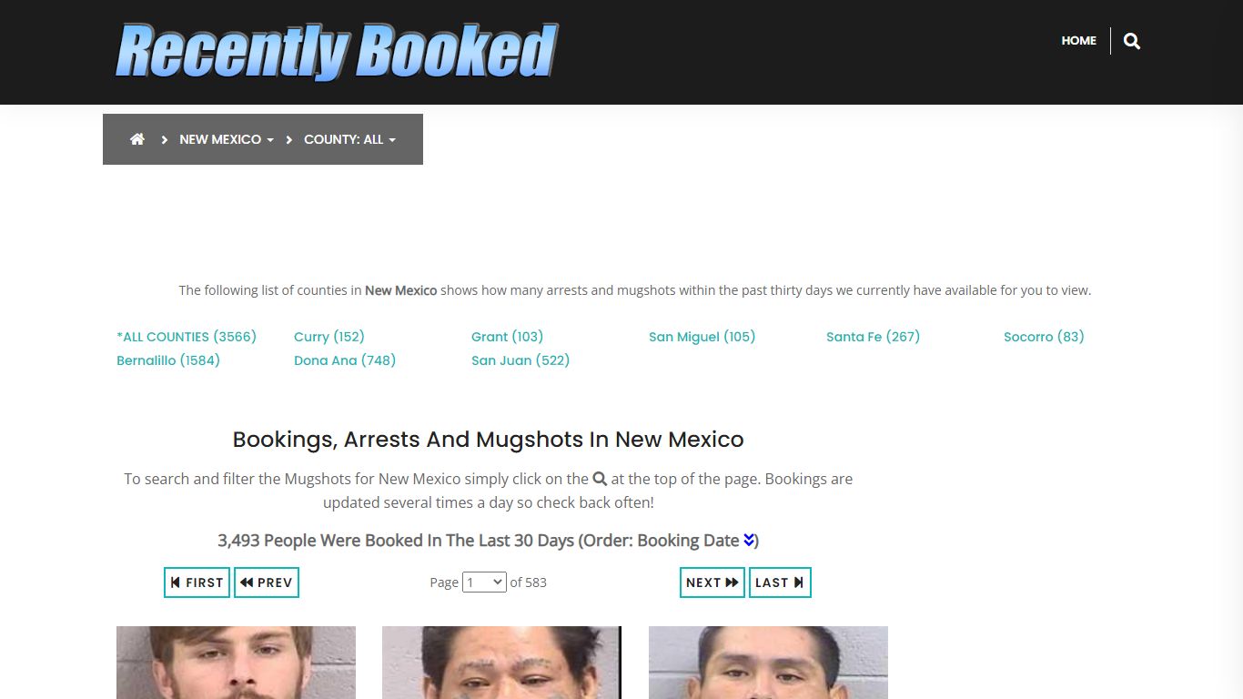 Bookings, Arrests and Mugshots in Santa Fe County, New Mexico