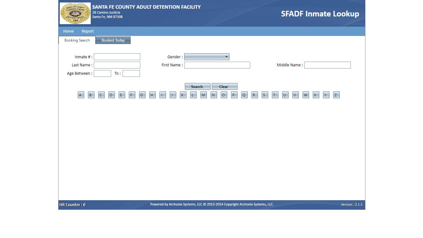 SFADF Inmate Lookup - Santa Fe County, New Mexico