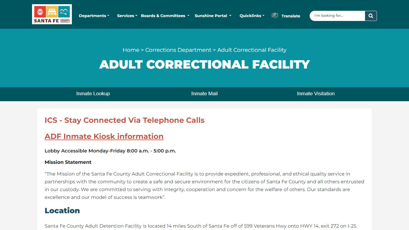 Adult Correctional Facility | Santa Fe County