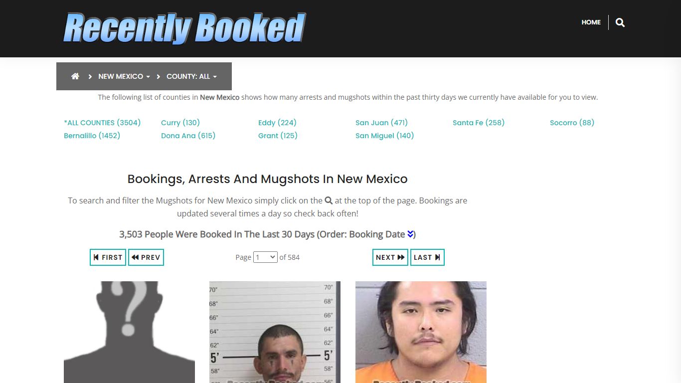 Bookings, Arrests and Mugshots in Santa Fe County, New Mexico